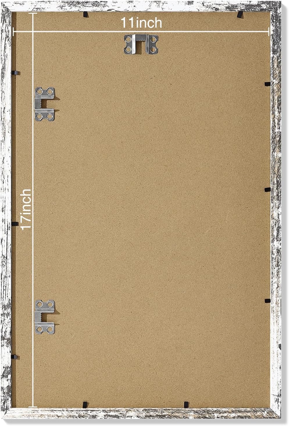 Vittanly 11x17 Picture Frames Set of 9, Shatter Resistant Plexiglass, Display 8x12 Pictures with Mat or 11x17 without Mat, Photo Frames for Wall Mount, Engineered Wood, Distressed White