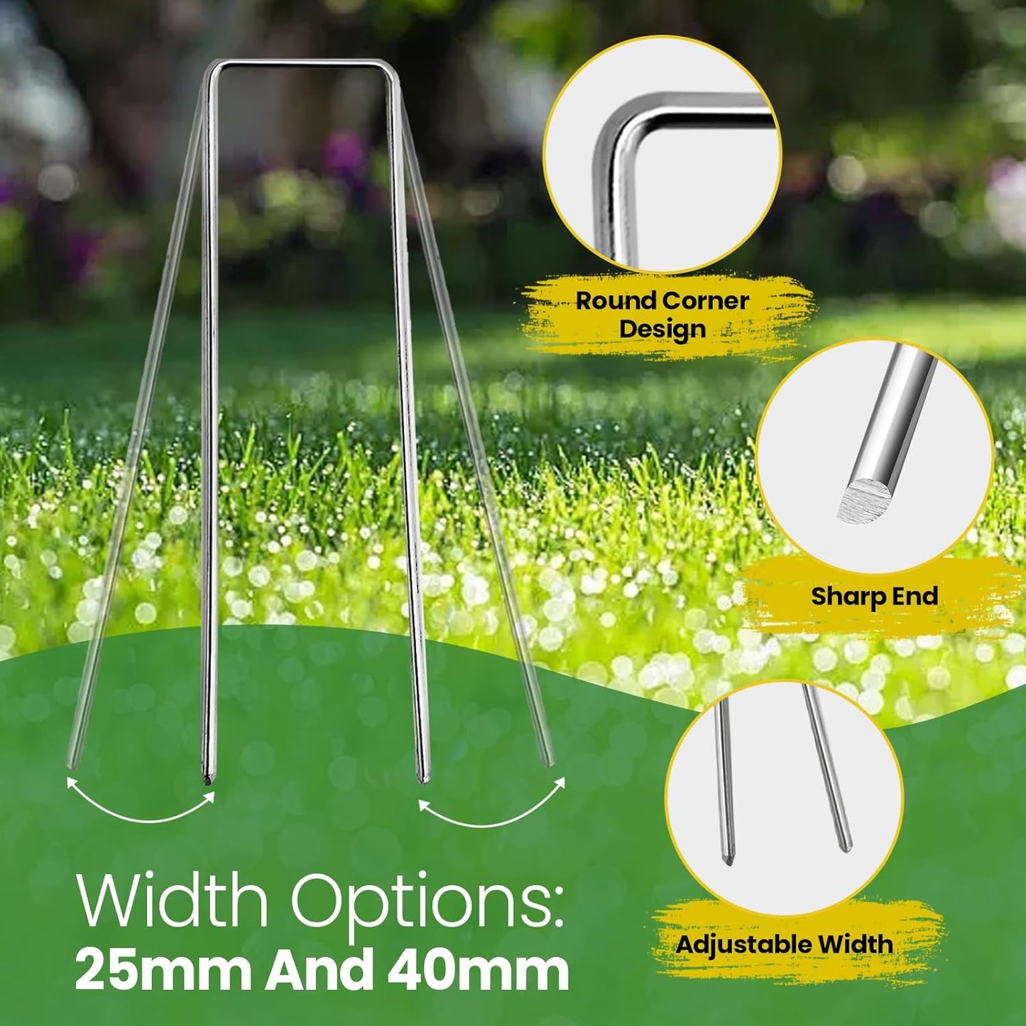 Landscape Staples 4 Inch 60 Pack, Garden Stakes Galvanized Garden Staples 11 Gauge, Plant Cover Stakes for Lawn Weed Barrier