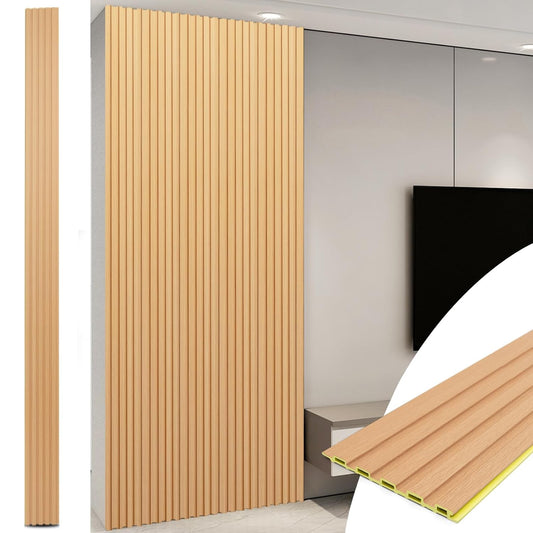 Art3d WPC Slat Wall Panels, 8-Pack 108 x 6 Inch 3D Wall Accents for Interior Wall Decor, Living Room, Bedroom, Boxwood