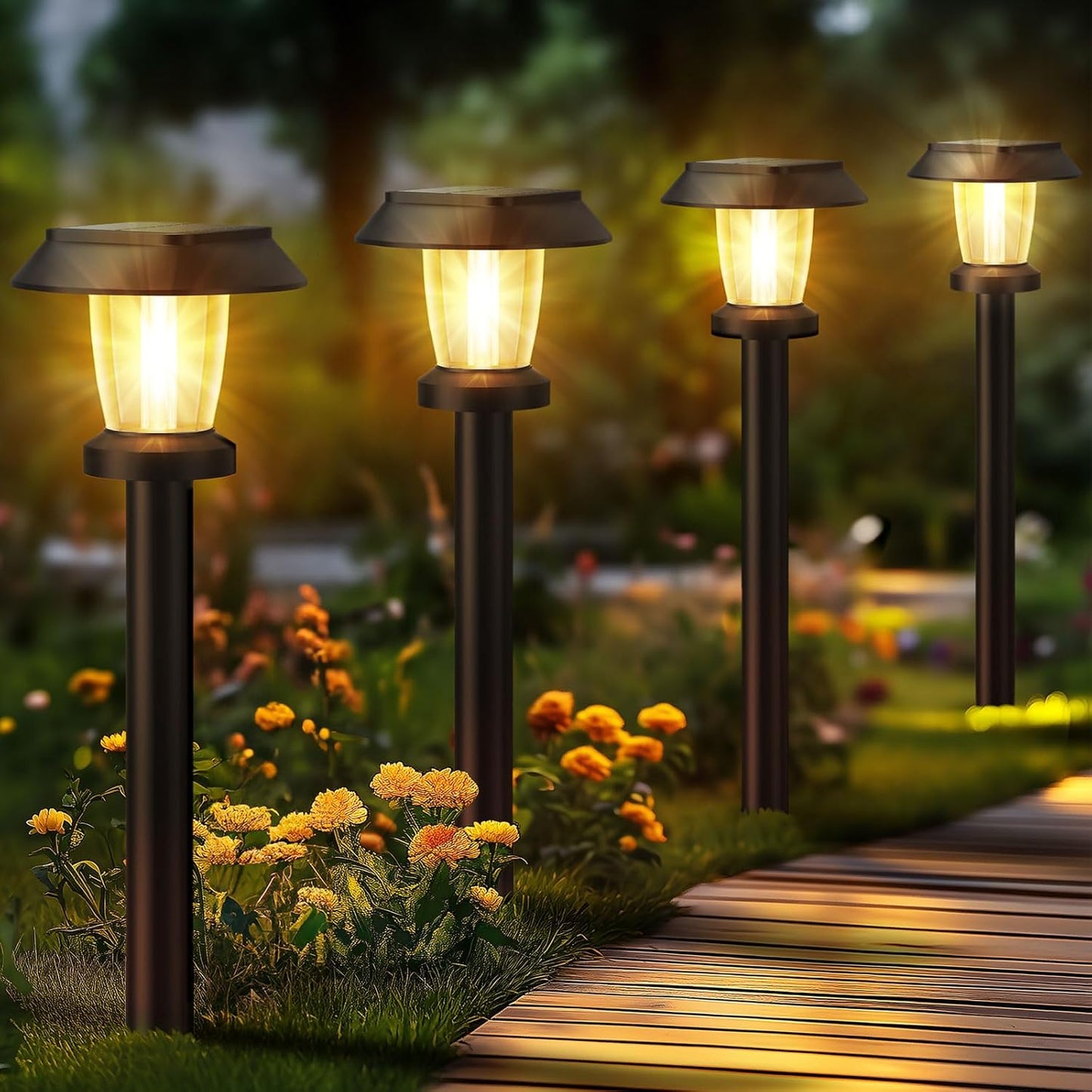 ALEPOD Solar Pathway Lights Outdoor - 10 Pack Solar Powered Garden Lights Waterproof, Decor Landscape Lighting with Three Lighting Modes for Yard, Lawn, Walkway, Driveway, Warm White