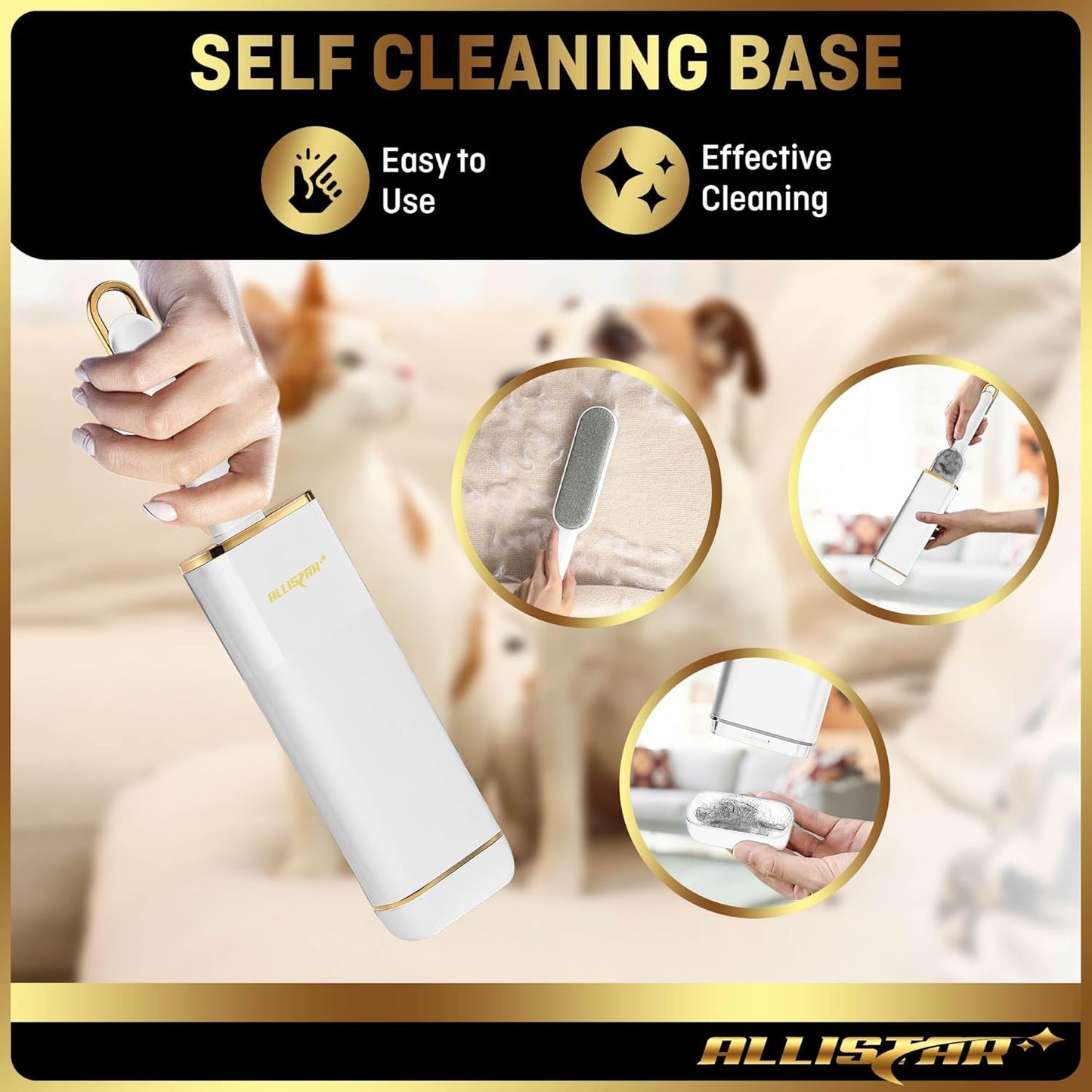 Lint Brush, Pet Hair Remover, Lint Remover for Clothes, Sofa, Carpets, Car Seats. Cat Hair Remover. Dog Hair Remover Laundry. Double-Sided. Reusable. Self-Cleaning Base. ALLISTAR (Snow Peak White)