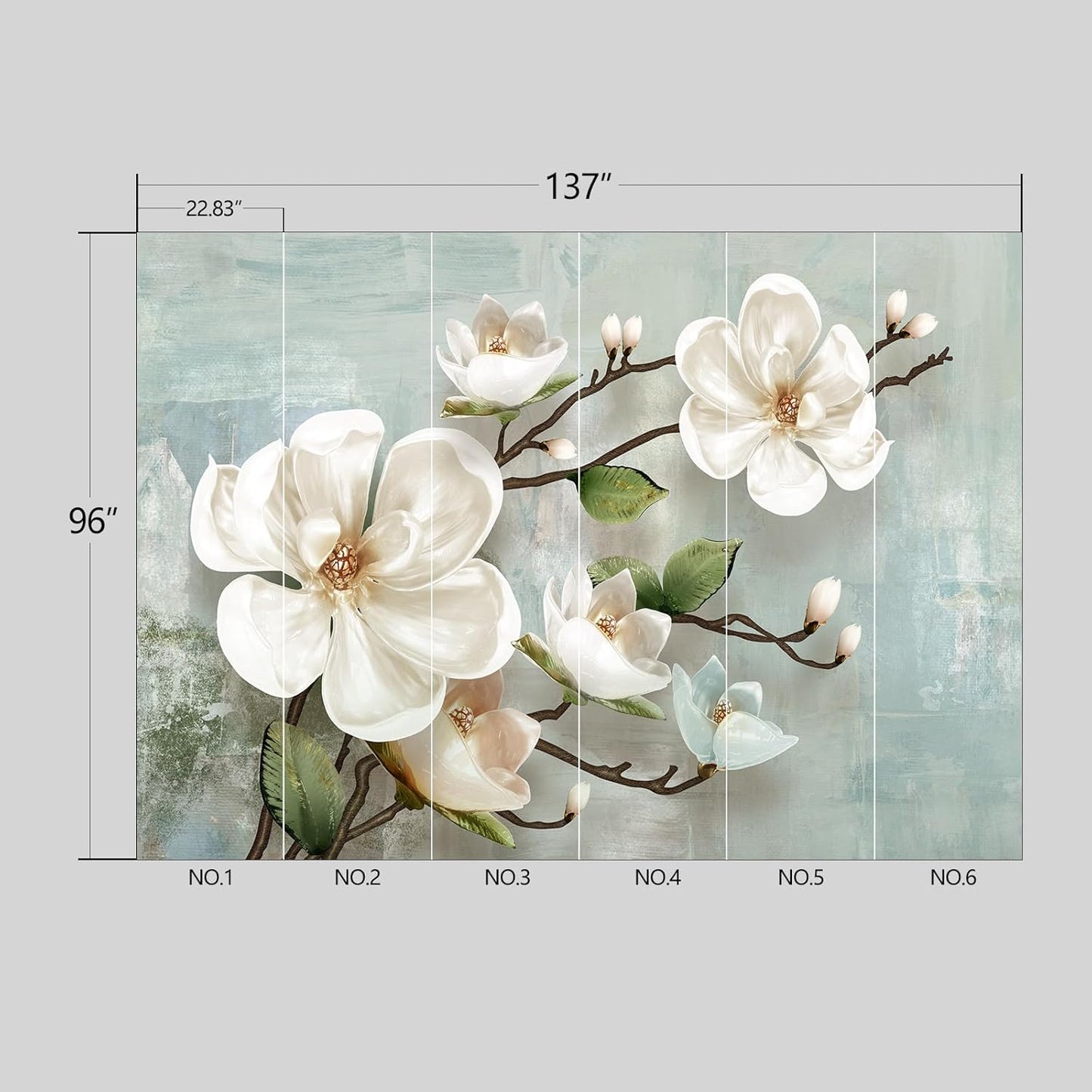 3D Floral Modern Wallpaper Peel and Stick Flowers Wall Mural for Bedroom Living Room - 96"x137"