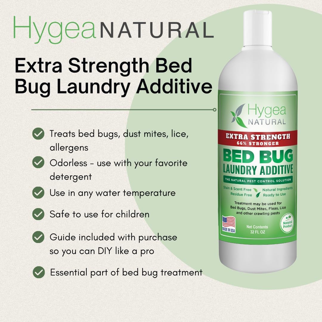 Lice & Bed Bug Extra Strength Laundry Additive - Environmentally Responsible, Odorless & Stain-Free Liquid Laundry Treatment - Safe for Children & Pets - Any Water Temperature (32 oz)