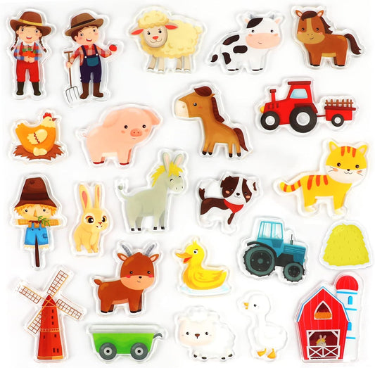 Farm Animals Window Cling Window Thick Gel Clings Decals Stickers for Kids Toddlers and Adults Home Airplane Classroom Nursery Farm Party Supplies Decorations Removable and Reusable 23 PCS