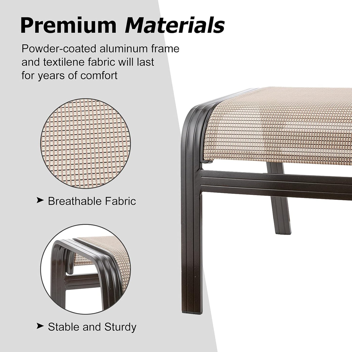 Outdoor Patio Footstools Aluminum Outdoor Ottomans Footrest Small Seating Wicker Furniture Patio Ottoman 2 Pieces Brown