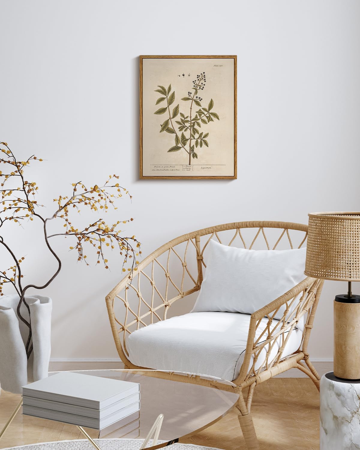 VIYYIEA Framed Canvas Wall Art Home Decor Boho Plant Wall Decor Minimalist Botanical Print Canvas Wall Art Pictures for Rustic Vintage Farmhouse Home Kitchen Room Decor 11x14in