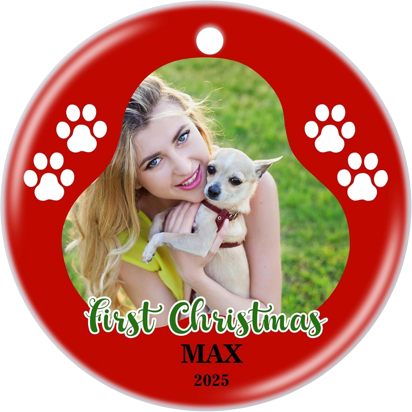 Personalized Christmas Ornament 2025 Custom Pet Memorial Gifts Photo Ornament Dog Cat First Christmas Ornaments Customized Xmas Tree Decorations Keepsake Gift for Dog Lovers, Pet Lovers