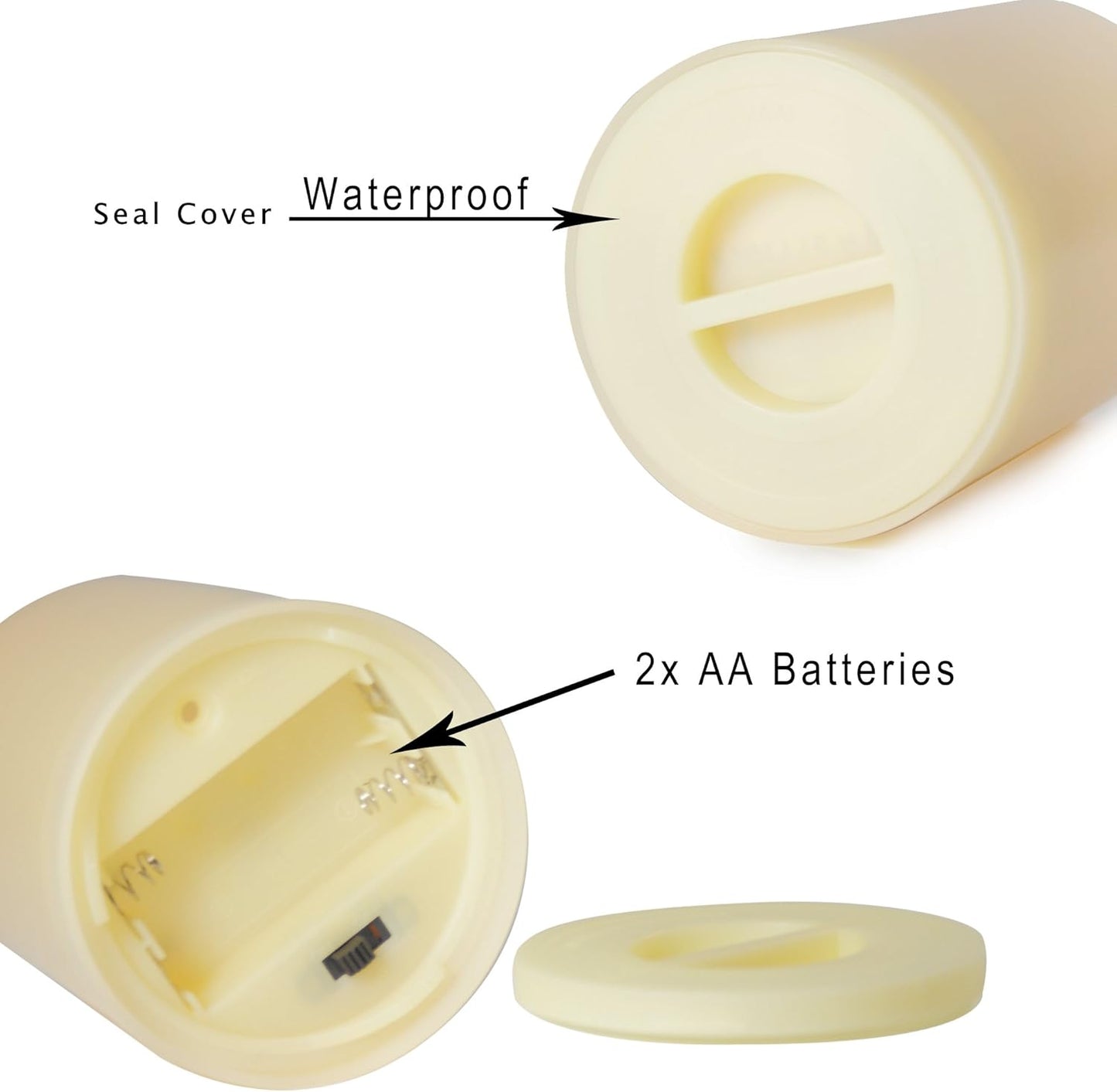 CANDLE CHOICE Waterproof Outdoor Battery Operated Flameless Pillar Candle with Timer Realistic Flickering Plastic Fake Electric LED Light for Lantern Garden Wedding Christmas Decorations 3x4 Inches