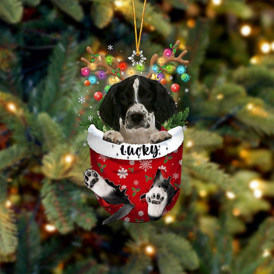 English Springer Spaniel 2 Dog Christmas Ornament, English Springer Spaniel 2 in Snow Pocket Christmas Tree Ornament, Dog Lovers Gift Idea Xmas Decor, Christmas Ornament Gift for Dog Lovers