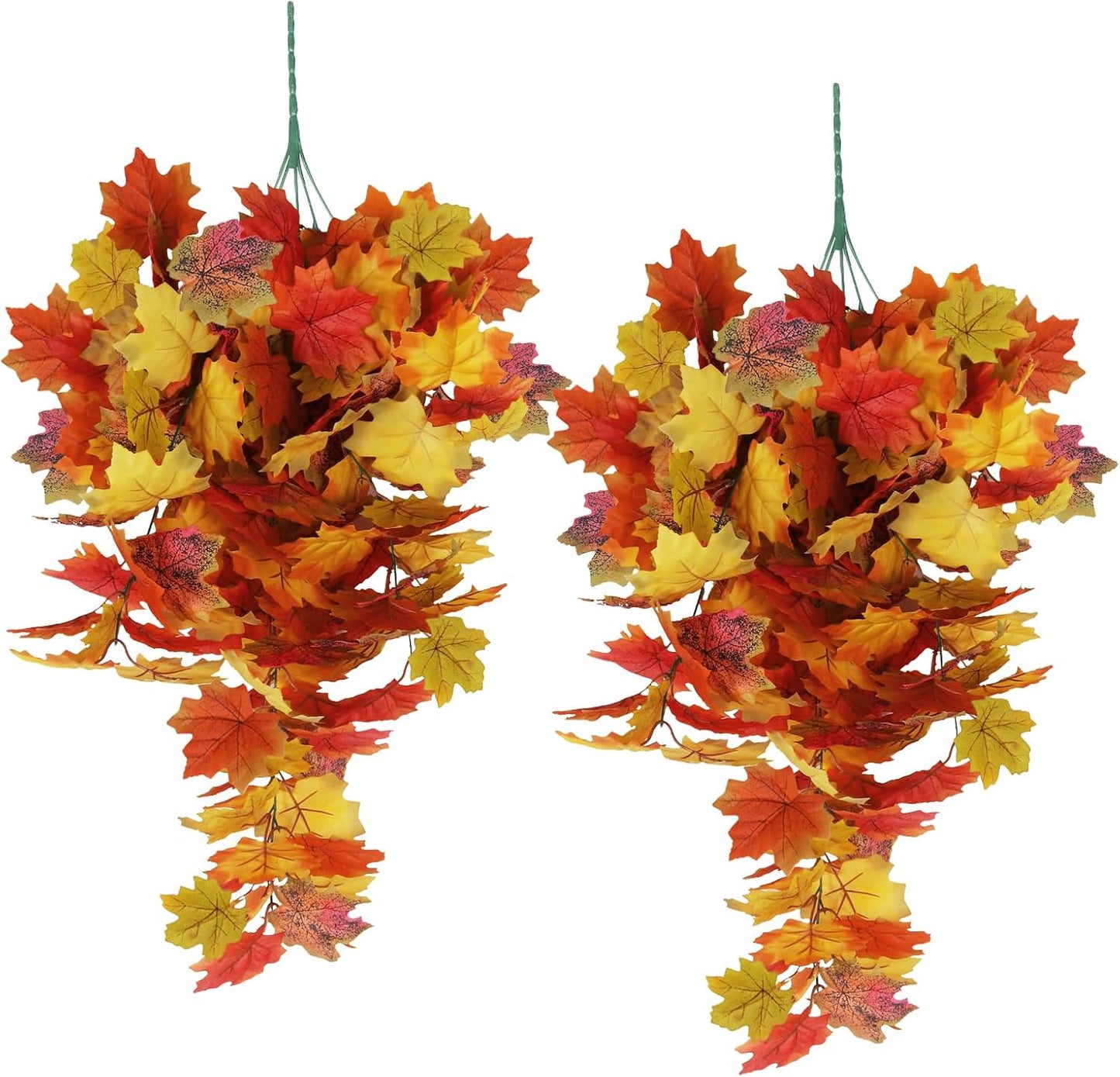 Fall Maple Leaf Hanging Plants Artificial Autumn Leaves Vines Outdoor Autumn Outdoor Decor, Artificial Fall Maple Leaves, Hanging Plants for Autumn Harvest Festival, Fake Plants Indoor(Yellow)