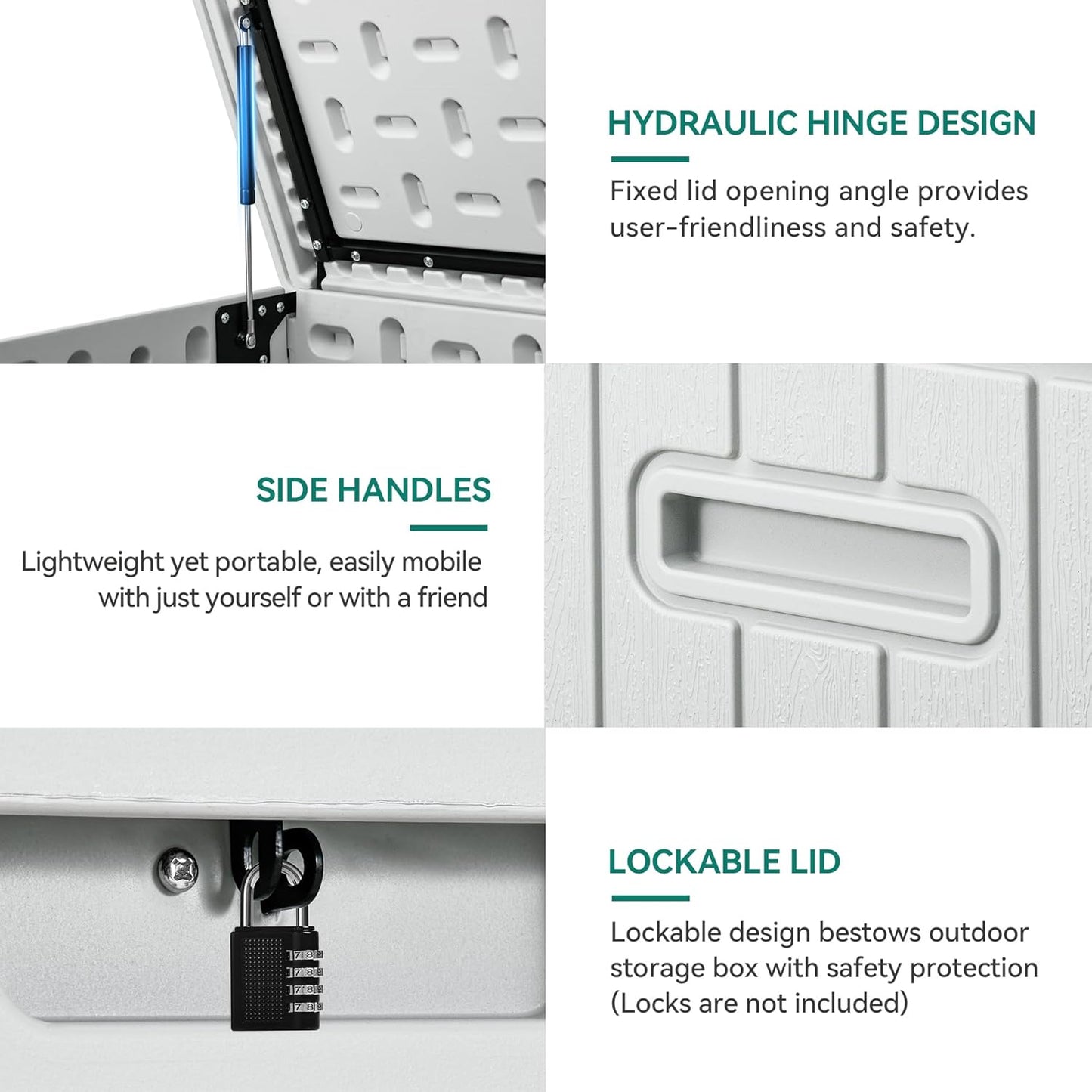 YITAHOME 260 Gallon Extra Large Deck Box, Double-Wall Resin Outdoor Storage Box with Flexible Divider for Patio Cushions Pool Supplies Garden Tools, 1000lbs Load Capacity, Lockable&Waterproof (White)