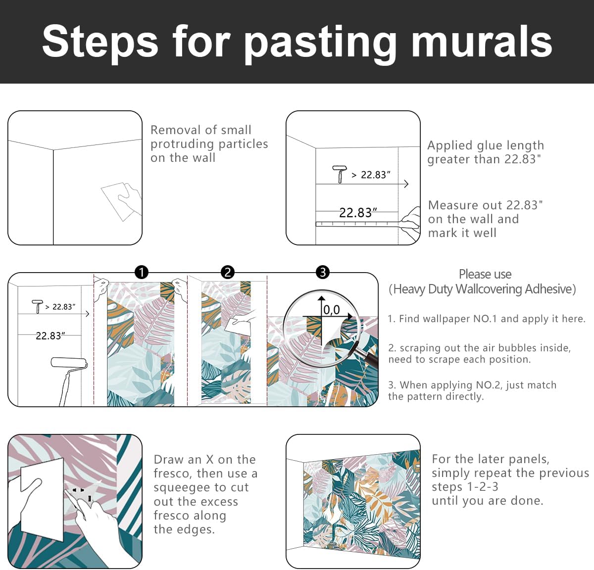 -Abstract Geometry Botanical Banana Leaf Fabric Wallpaper Living Room Bedroom Bathroom Tropical Plant Leaf Large Wall Mural- 183"x120"（ not Peel and Stick）