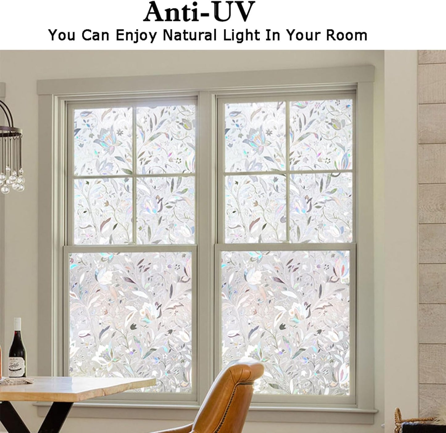 Kromapolis Window Film - Privacy, Decorative Stained Glass Vinyl Covering, Frosted Static Clings, Non-Adhesive, No-Glue (35.4 x 157.4 inch)