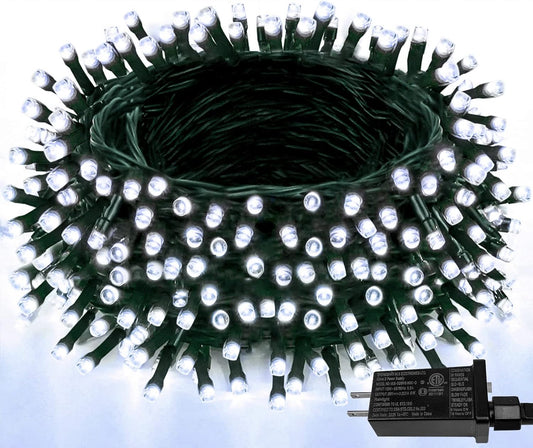 Upgraded 99FT 300 LED Christmas Lights Outdoor & Indoor, Memory Function & Timer & 8 Modes, Mini Green Wire Waterproof Fairy Lights for Christmas Tree Holiday Party Garden Decorations (Cool White)