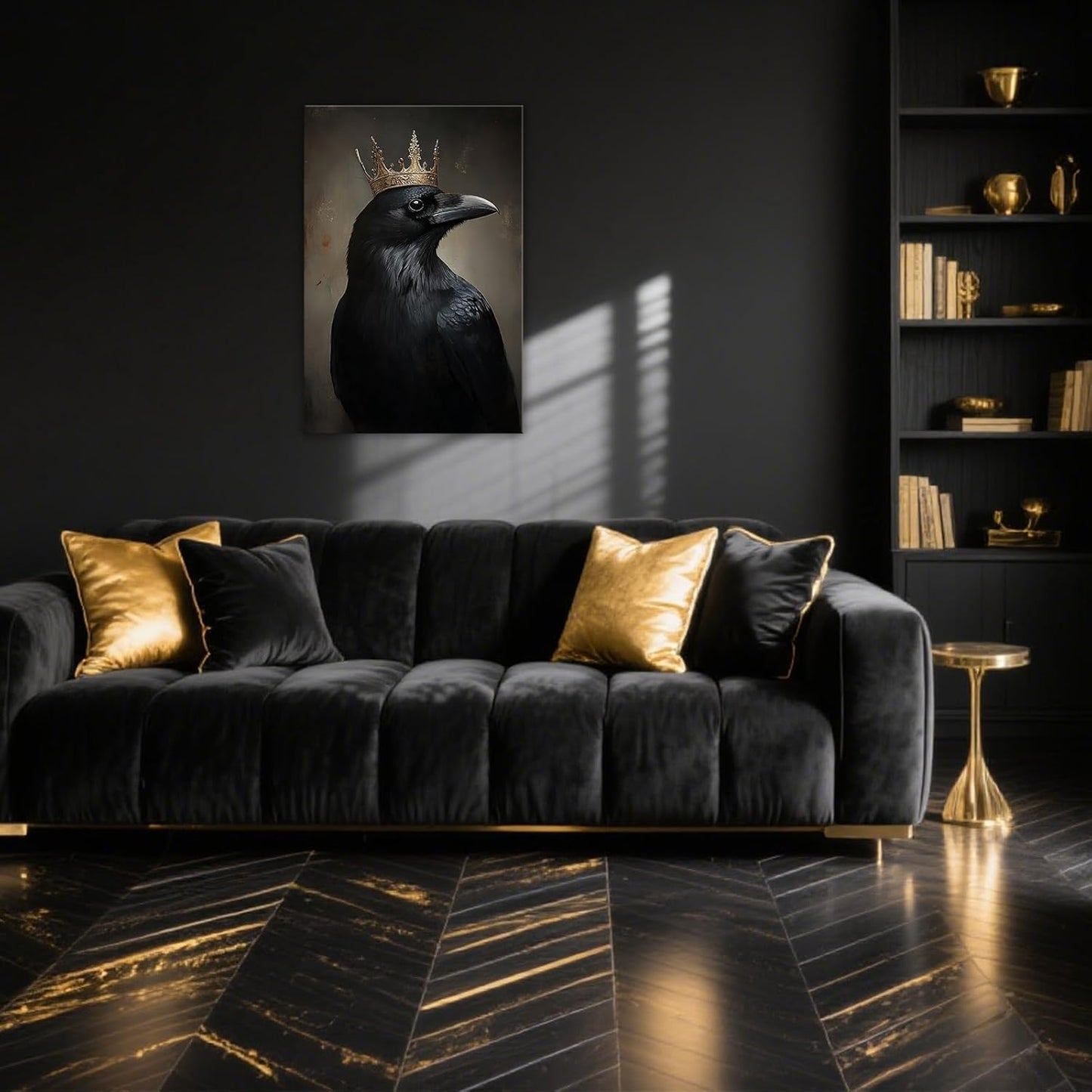 OAAPITI Raven King Wall Art Mysterious Black Bird Painting Dark Gothic Animal Canvas Print for Living Room Bedroom Home Office Inspirational Decor(Artwork-8,24"x36")