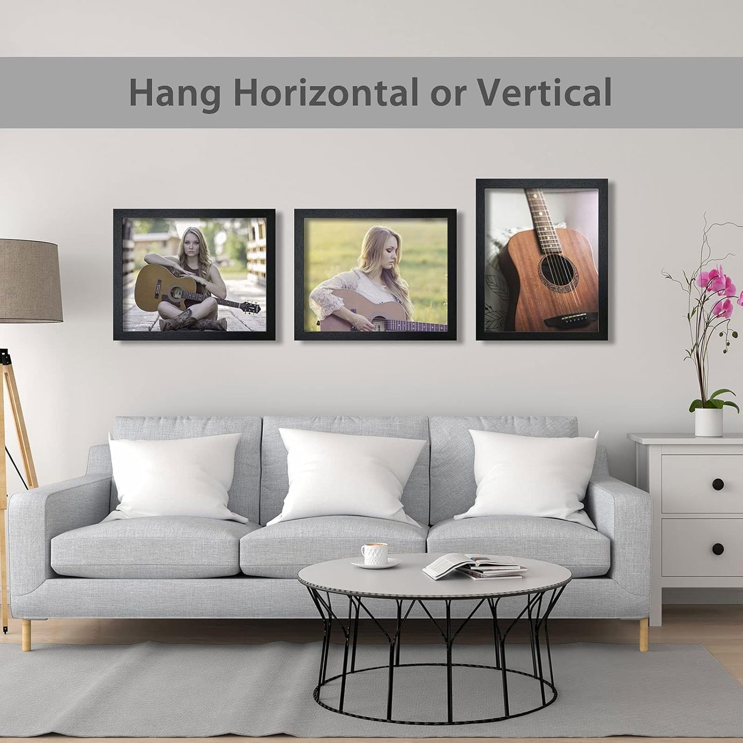 VCK 16x20 Poster Frames 3 Pack Black MDF Wood and Polished Plexiglass Frame,Display Pictures in Horizontal and Vertical