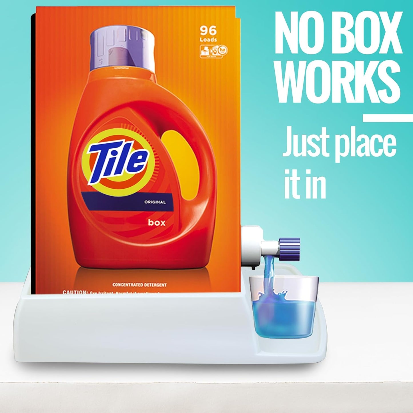 Skywin Detergent Box Riser (Eco Box), Raises Boxed Liquid Laundry Detergent Cup Holder & Drip Tray Catcher, Laundry Detergent Holder (White)