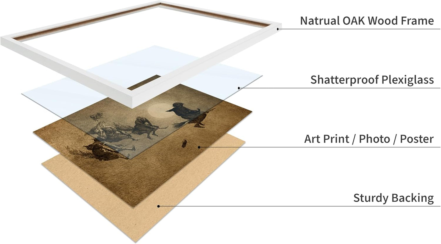 Poster Master Vintage William Holbrook Beard Poster - Retro Occult Print - Gift for Gothic, Horror Fan - The Witches Ride, Pagan, Goth, Magic - Wall Decor for Bedroom, Dorm, 16x20 White Framed