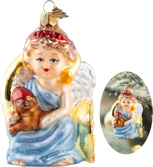 Angle Christmas Ornaments,Hand-Blown Glass Ornaments for Christmas Tree, Angle Watcher Collection Figurine Hanging Ornament,Glass Christmas Decorations for Angle Lovers Holiday Party Home Gifts