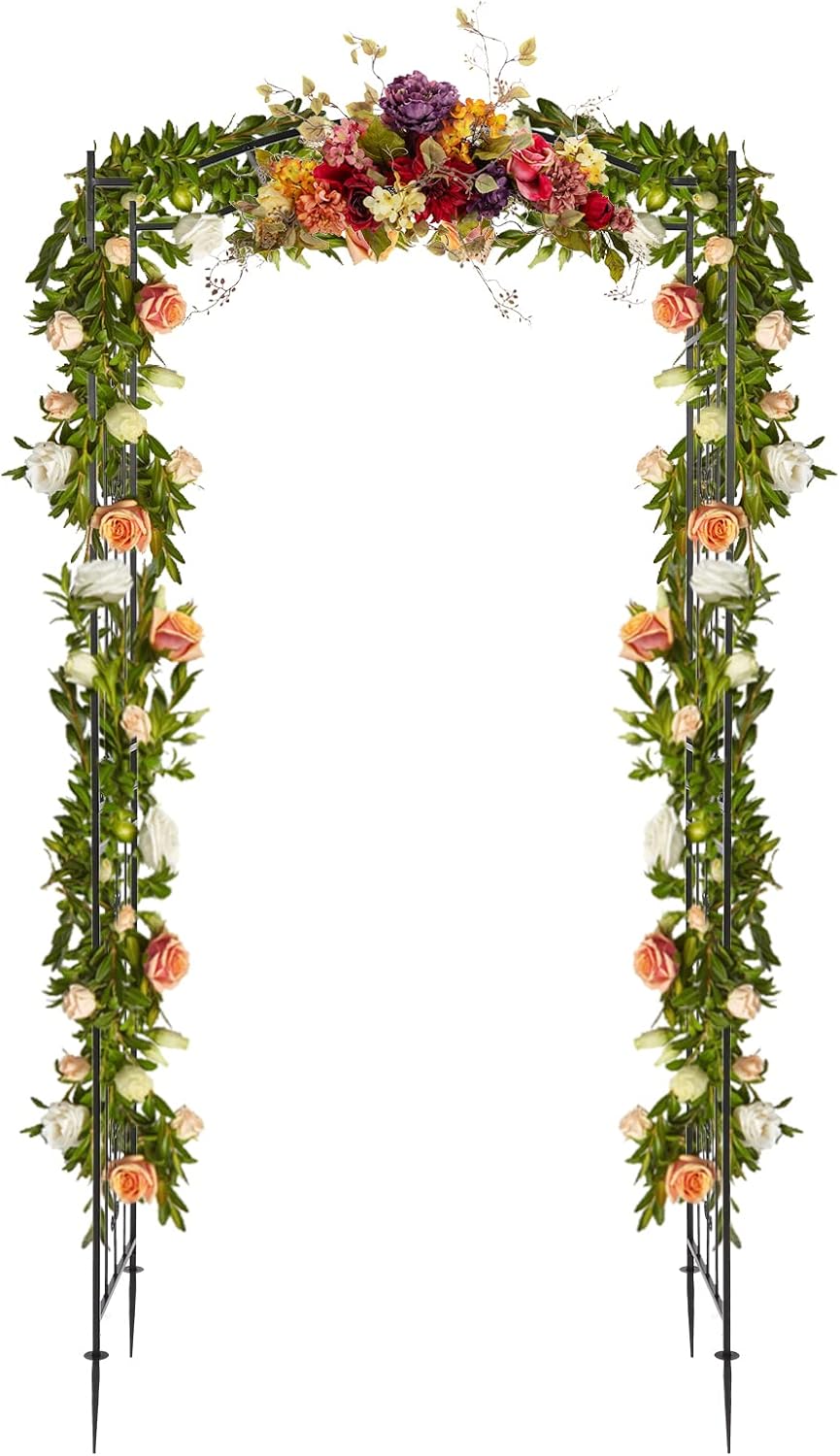 VINGLI Garden Arbor, Arch for Wedding Ceremony Party, Christmas Garden Decor Steel Garden Trellis for Plant Climbing, Pergola for Garden, Backyard, Lawn (Bridge Top)