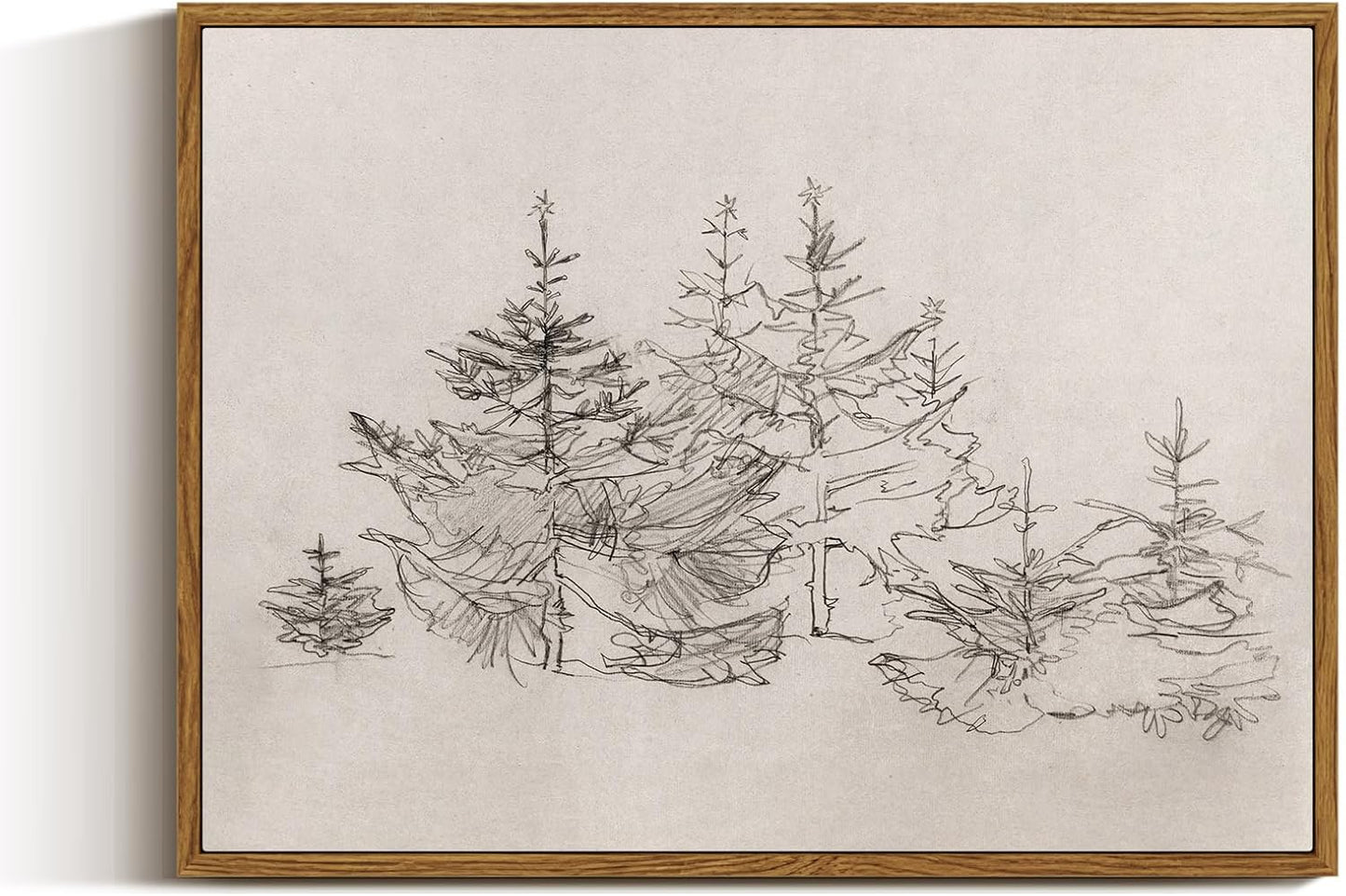 VIYYIEA Framed Canvas Wall Art Home Decor Pine Tree Prints Wall Pictures Black and White Watercolor Winter Room Decor Tree Life Vintage Botanical Home Decor 12x16in