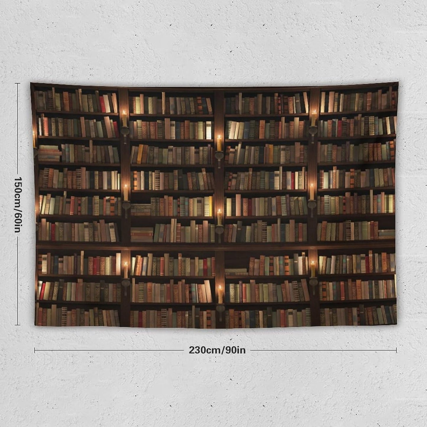 Kurtect Bookshelf Tapestry,Retro Library Bookcase Antique Mid Century Pattern Print Tapestries for Party Beach Picnic Blankets Tablecloths Living Room Wall Deocr, 60x90 in