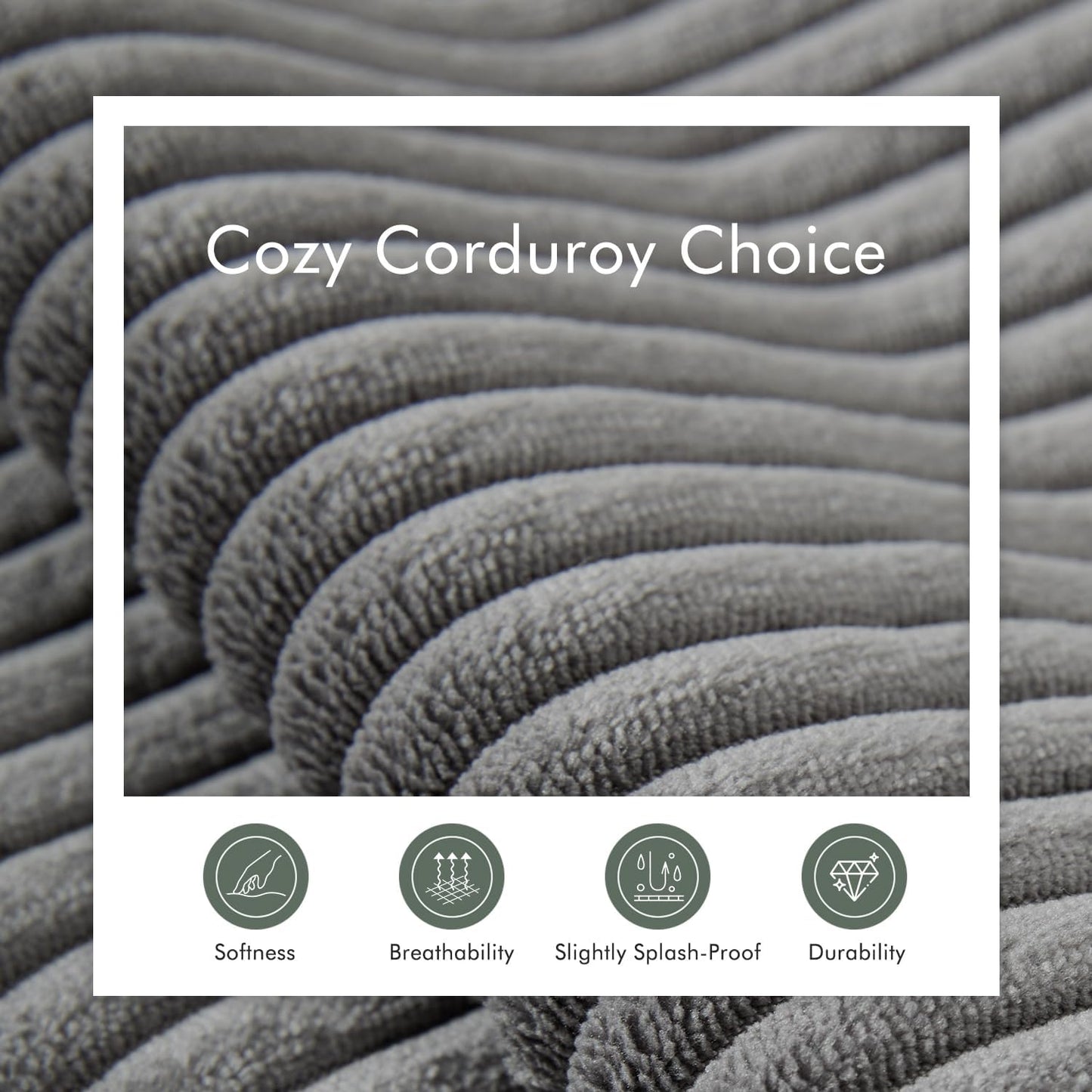 Boneless Sectional Cloud Couch Sofa for Living Room, 112" L-Shaped Modular Modern Lounge Sleeper Grey Couches with Chaise, No Assemble, Cordury Compression Upholstered Sofas