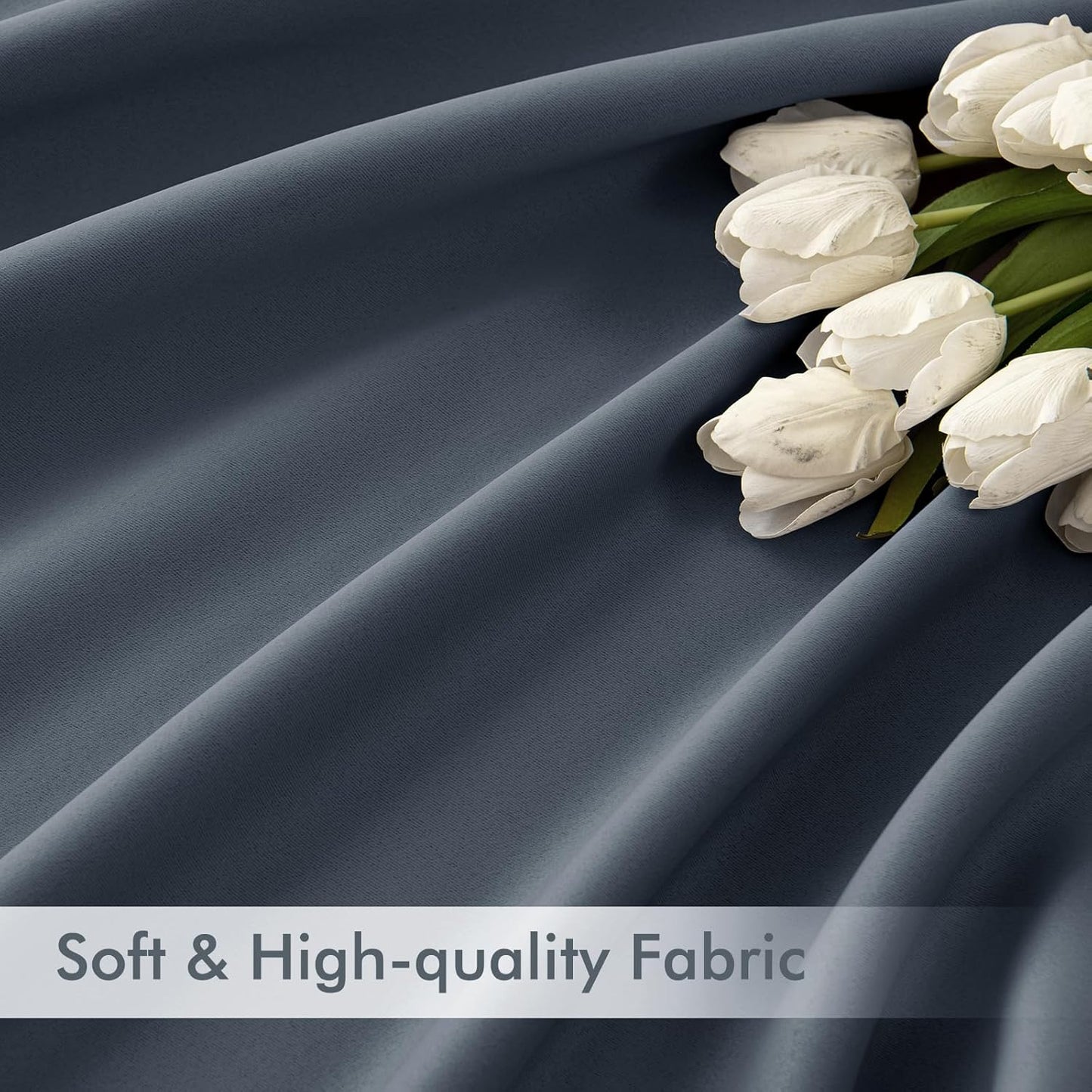 MIULEE Stone Blue Back Tab Blackout Curtains 84 Inch Length 2 Panels Set for Living Room Bedroom Privacy, Rod Pocket/Pinch Pleat Thermal Insulated Room Darkening Pleated Light Blocking Drapes