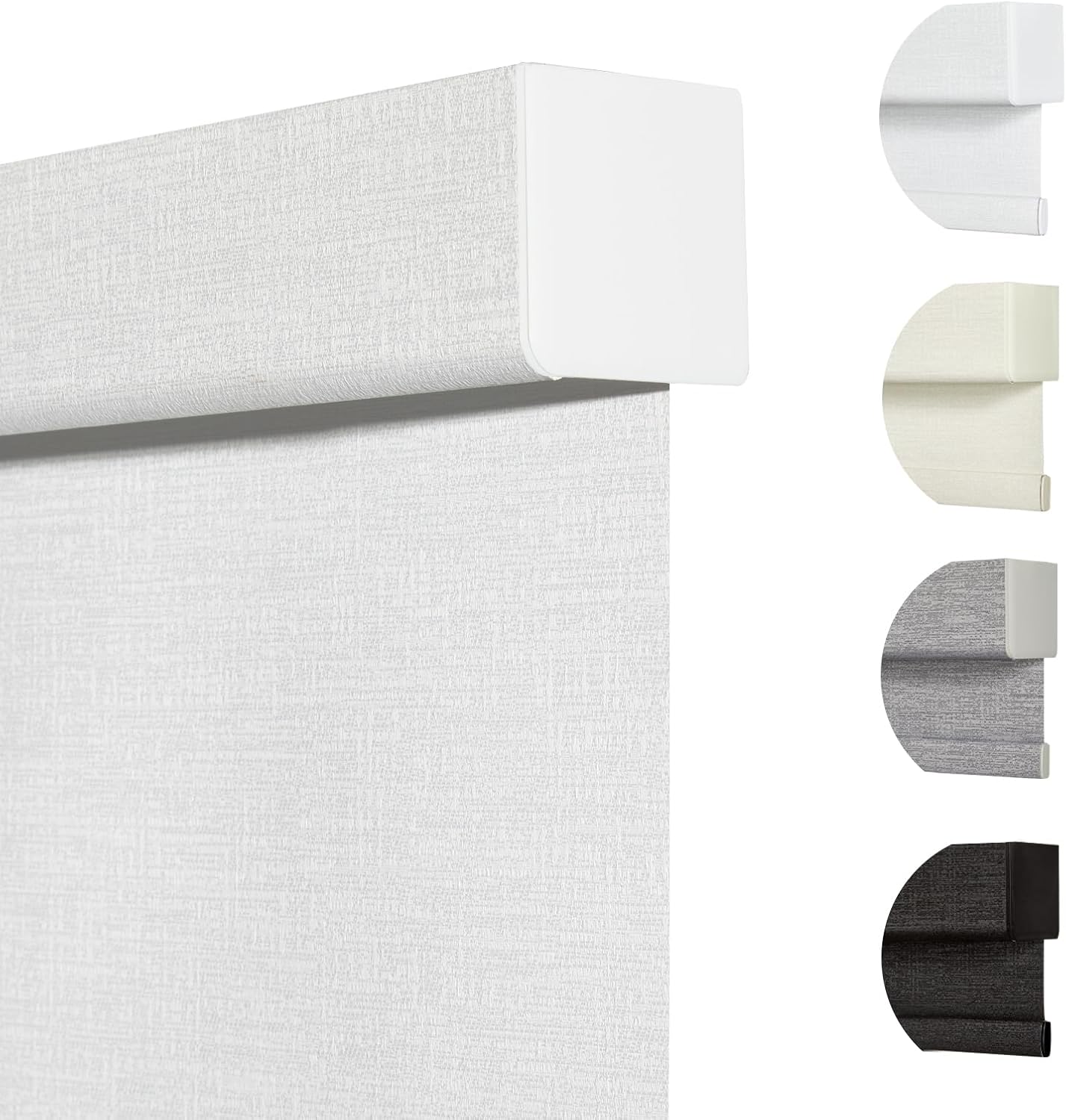 Persilux Blackout Roller Shades & Blinds Windows Shades Free-Stop Blackout Blinds with Jacquard Fabric,Cordless Blinds Pull Down Shades for Home, Easy to Install for Door/Office, White(36" W x 84" H)