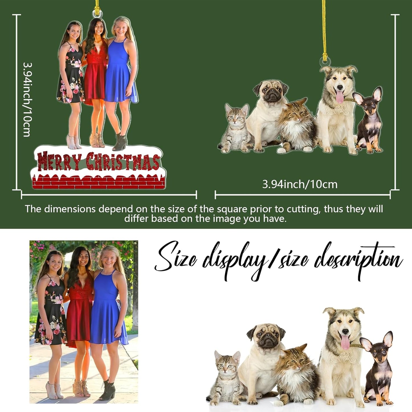 Personalized Christmas Ornament 2025, Photo Acrylic Customized Family Baby's Frist Christmas Ornament with Picture for Xmas Tree Decor Custom Gifts -Style3