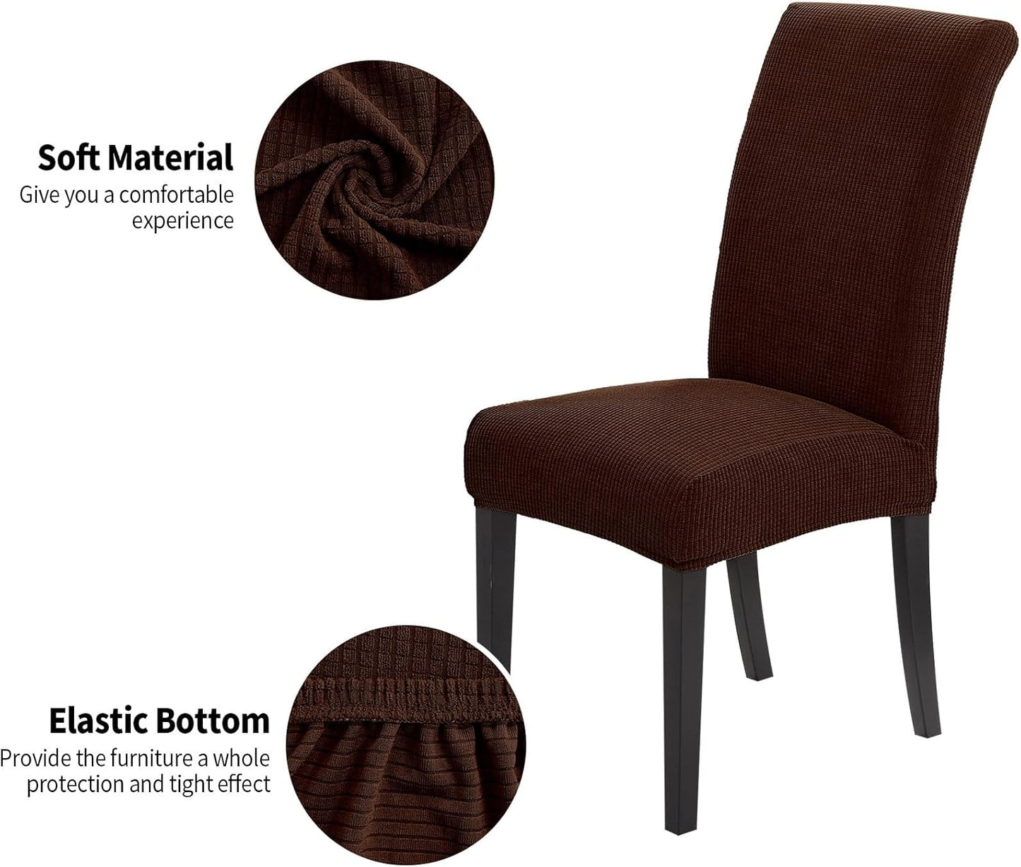 Joccun Chair Covers for Dining Room Set of 6,Dining Chair Slipcovers Stretch Dining Room Chair Covers Seat Protector,Washable Parsons Chair Cover for Home,Hotel(Chocolate,6 Pack)