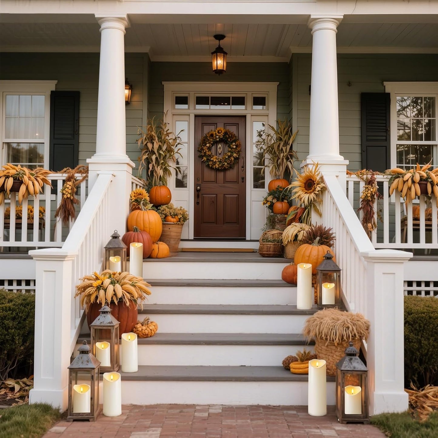 Homemory 4"x12" Outdoor Waterproof Flameless Candles with Timers and Remote Control, Battery Operated Candles, LED Plastic Candles, Ivory White, Set of 2