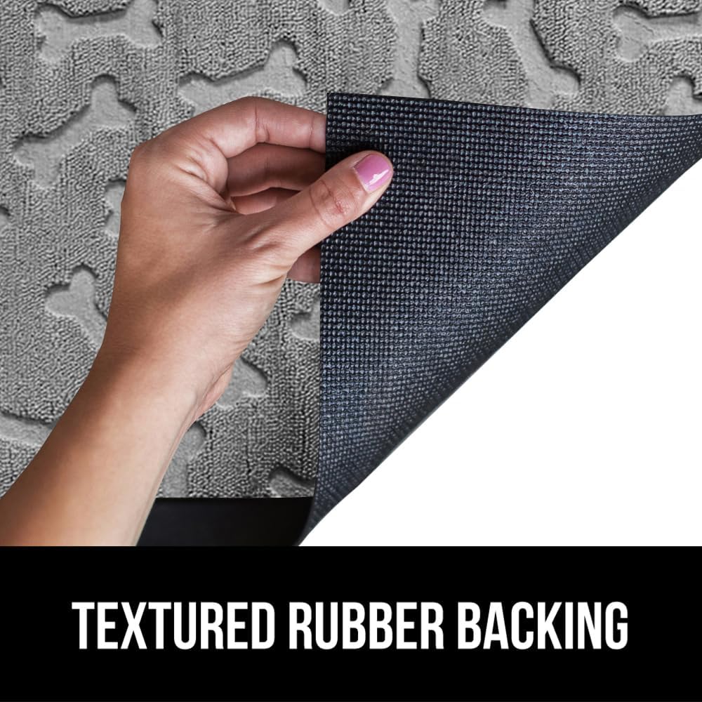 GORILLA GRIP 100% Waterproof All-Season WeatherMax Doormat, 47x35, US Designed Natural Rubber, Stain and Fade Resistant, Low Profile Indoor Outdoor Door Mats, Easy Clean Patio Mat, Light Gray Bones