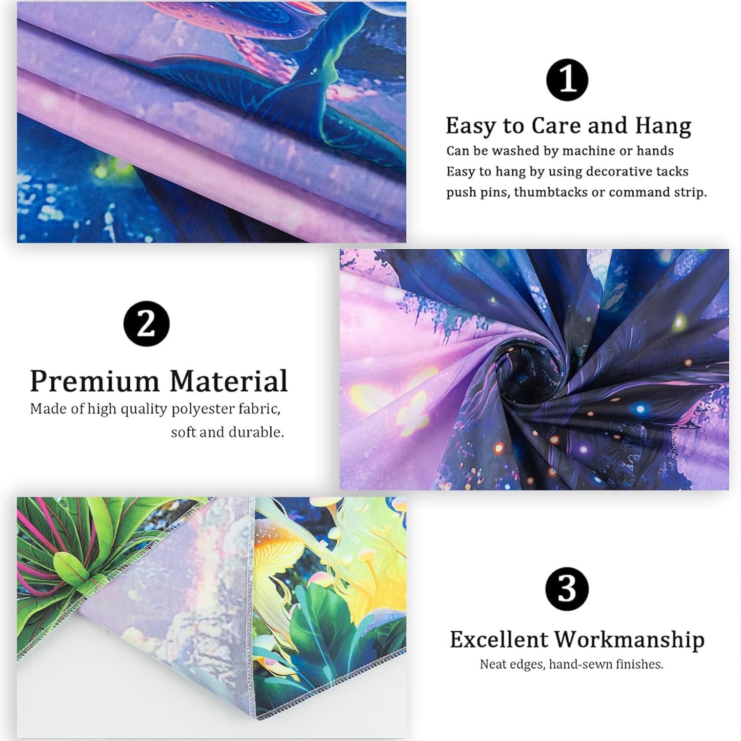 Atrippy Blacklight Fantasy Forest Poster Tapestry for Bedroom, Black Light UV Nature Tree of Life Tapestries Wall Hanging, Magical Mushroom Butterfly Backdrop for Living Room Dorm Decor 51x60 Inches