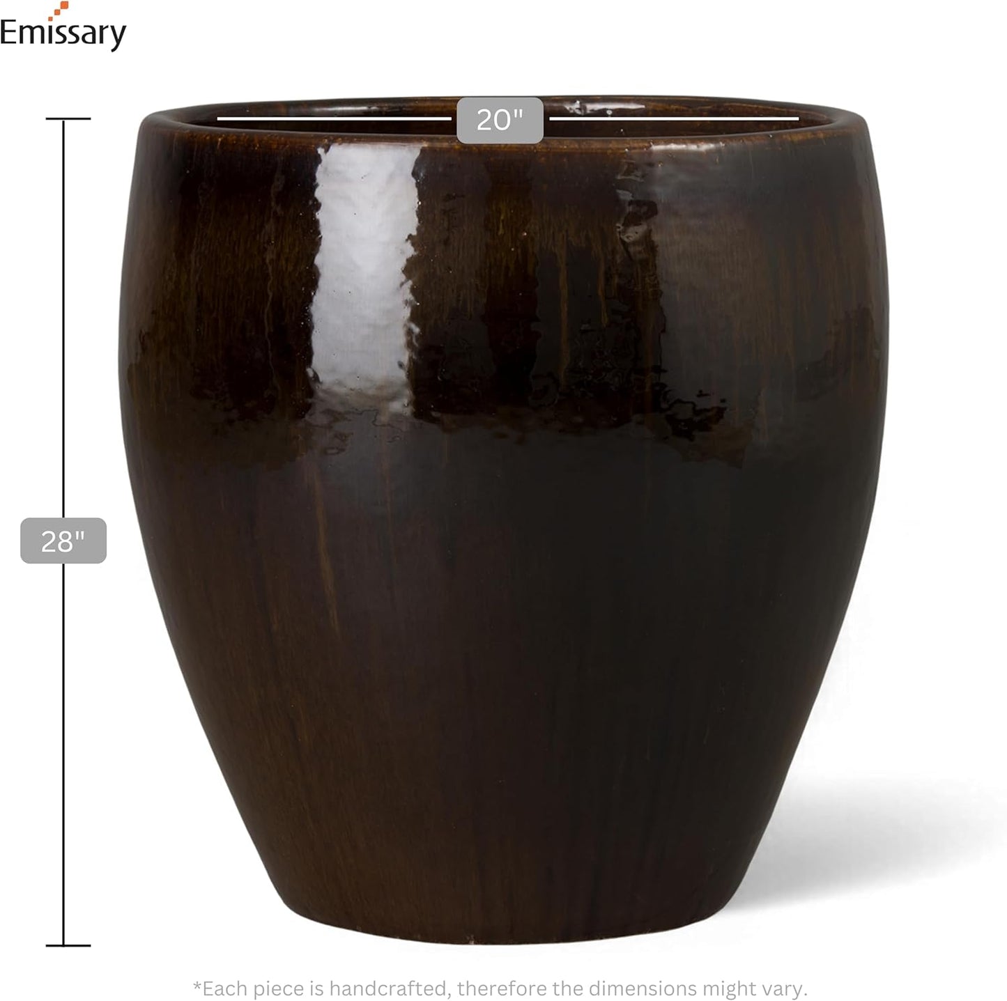 Emissary Home and Garden 18.5in. L x 19in. H Java Stoneware Round Planter with High-fire Treatment (Set of 1)