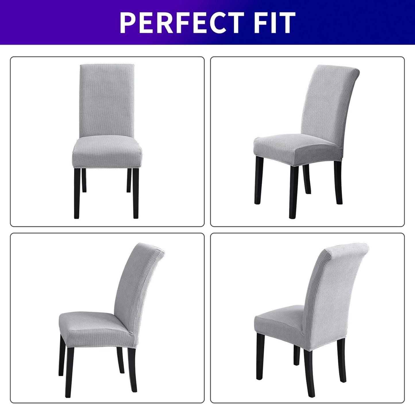 Howhic Stretch Chair Covers for Dining Room Set of 6, Removable Washable Dining Room Chair Covers, Dining Chair Slipcovers Seat Protector, Great Decor for Home and Banquet (Sliver, 6 Pack)
