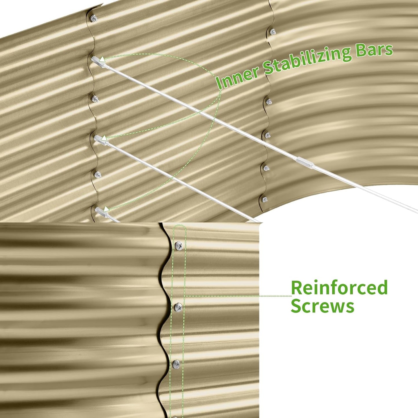 Land Guard 6x3x3ft Oval Galvanized Raised Garden Beds, Large-Capacity Metal Planter Box Outdoor, Durable Deep Raised Garden Bed 3ft Tall, Raised Beds for Gardening Vegetables, Cream Yellow
