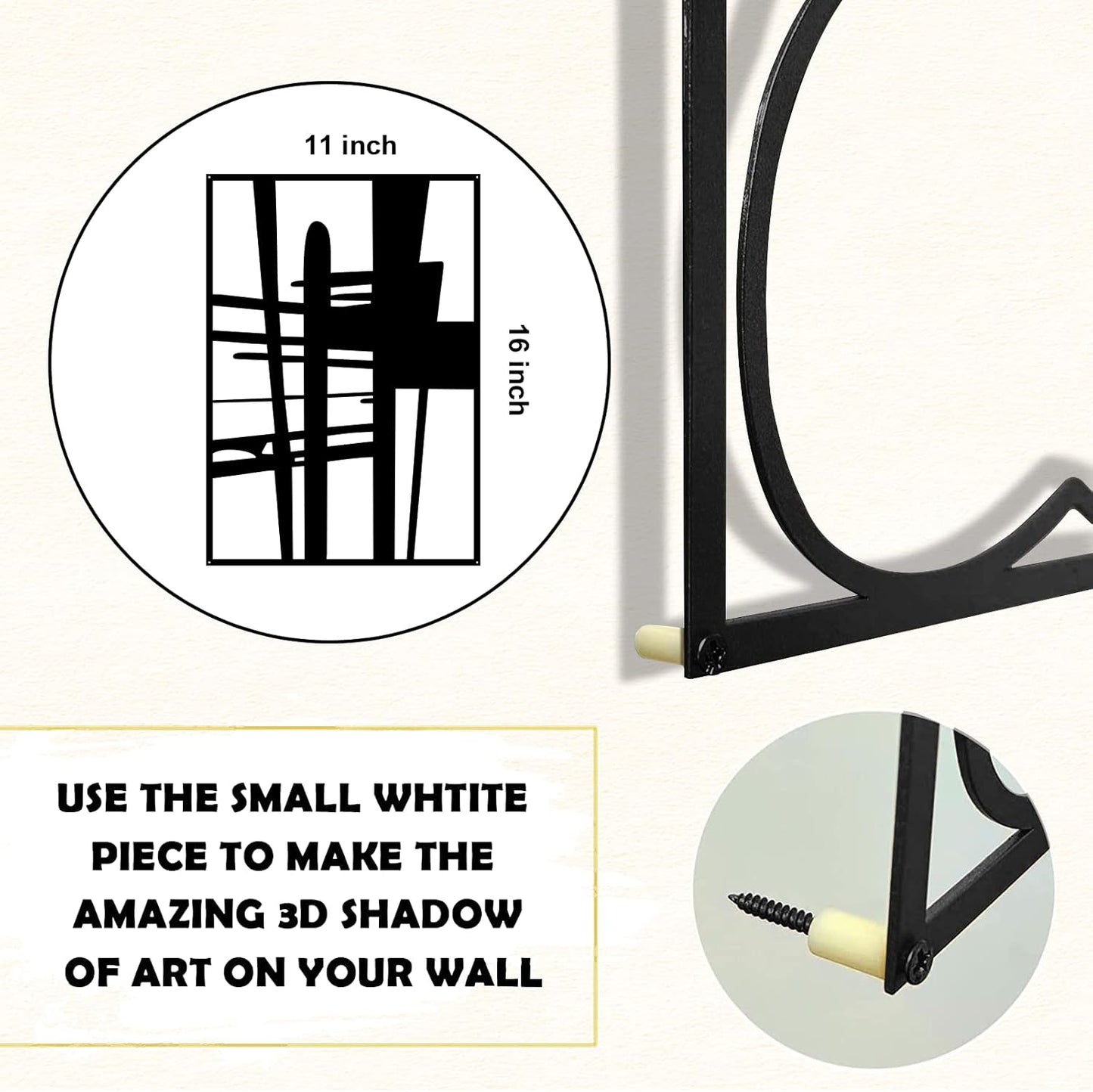 Glamativity Large 4 Pack Black Abstract Metal Wall Art, Minimalist Décor Single Line Art Wall Décor, 3D Textured Metal Wall Sculptures, for Living Room Bedroom Bathroom Study Room (Black, L Size 22.5