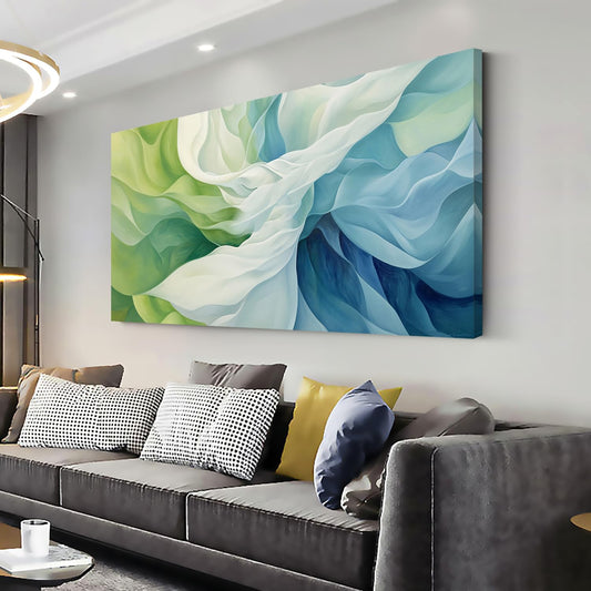 LASMOND Abstract Lines Wall Art for Living Room Canvas Prints Aqua Turquoise Blue Green Artwork Paintings Decor Bedroom Office Girl Woman (58x28 Inches)