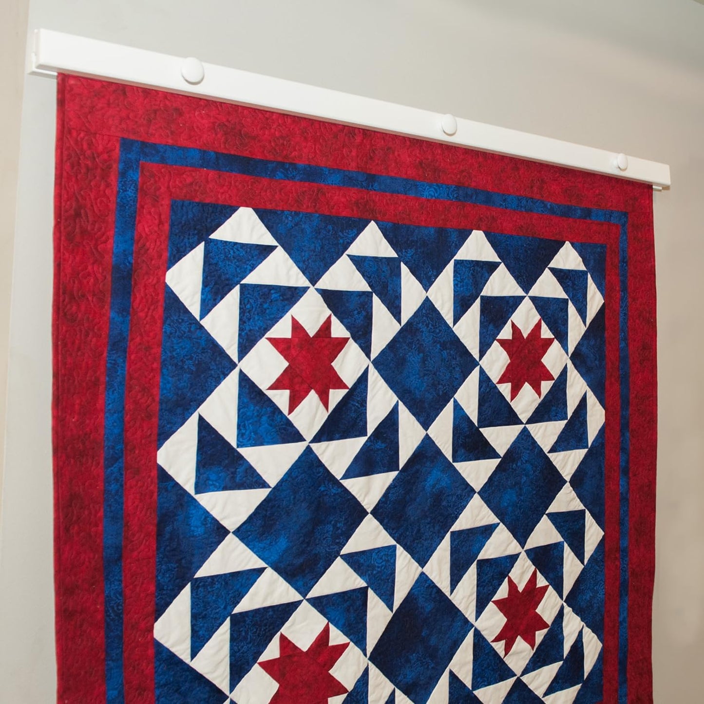 Quilt Hanger for Wall for Display (84') Amish Made Wooden Tapestry Hanger Maple Wood, White Paint, 84' Long