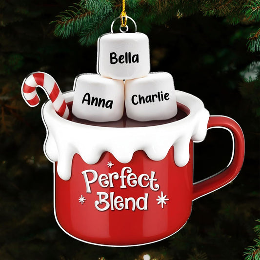 A Blend of Christmas Cheer Personalized Acrylic Ornament – Custom Name Charms Family Members up to 10 People, Holiday Decoration for Family Members & Friends