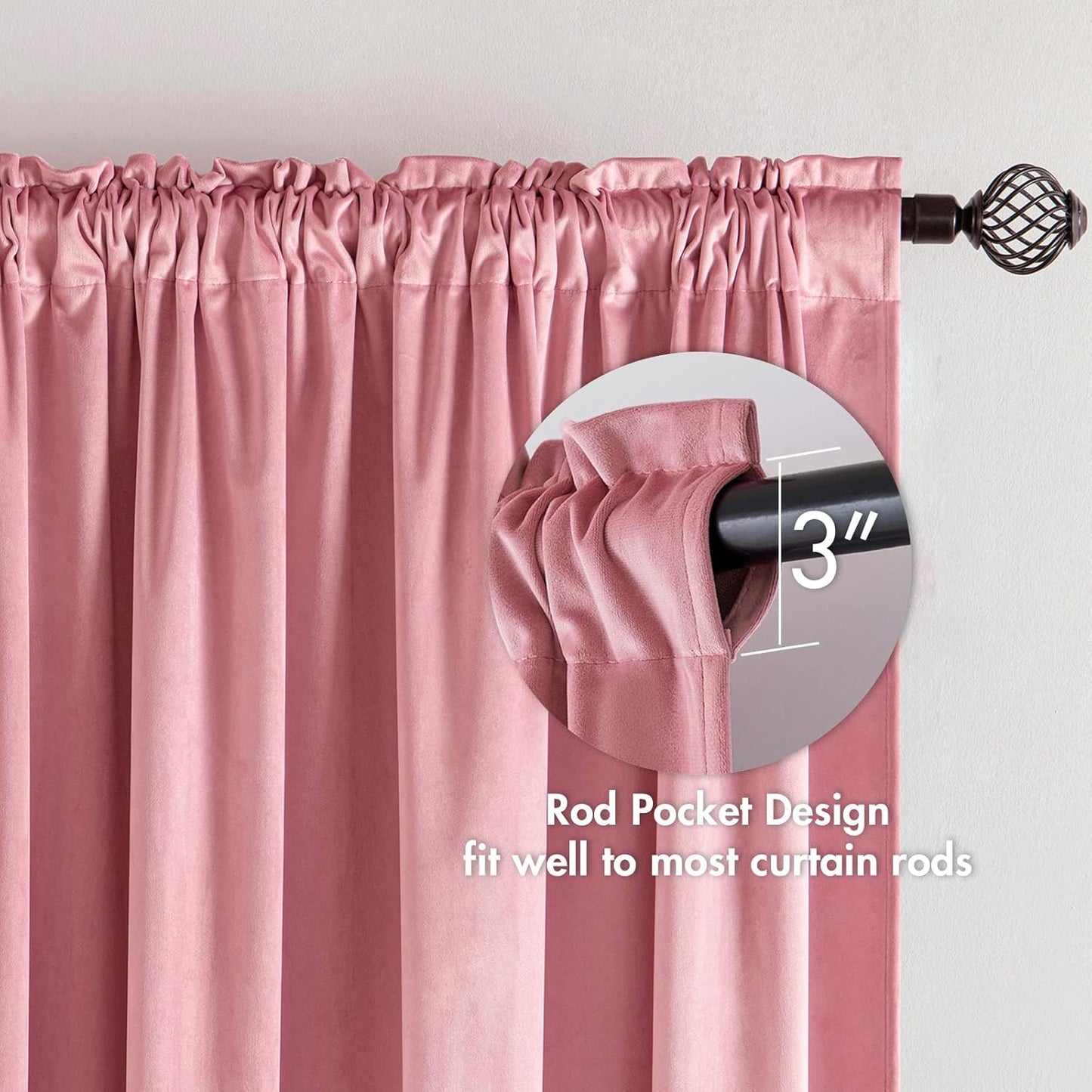 MIULEE Blush Pink Velvet Curtains Thermal Insulated Blackout Curtain Drapes for Bedroom Living Room Darkening 108 Inches Long Curtains Panels Rod Pocket Set of 2