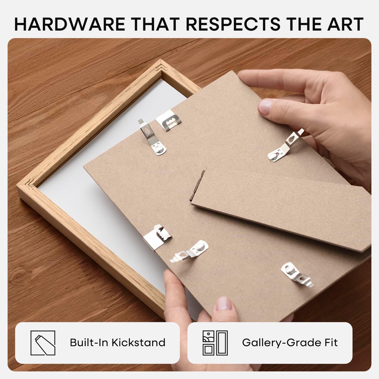 Homeforia 8x8 Picture Frames Wood, High-End Natural Oak 8 x 8 Square Frames with Mat 6 by 6 inch Photo, 8by8 Light Wooden Frames Matted to 6x6 Print, Tabletop Frame, Tempered Glass, Wall Kit, Set of 1