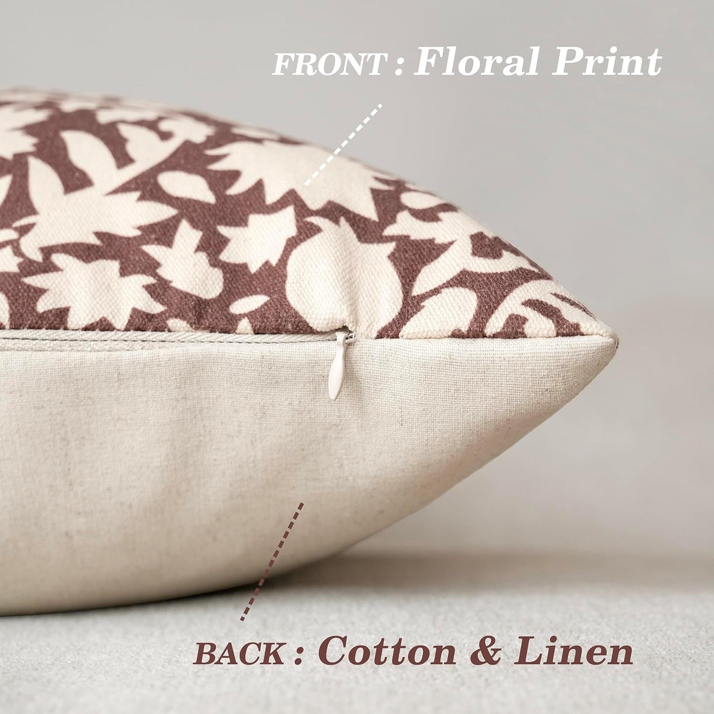 Foindtower Set of 2 Decorative Neutral Floral Throw Pillow Covers Accent Farmhouse Cushion Covers Boho Vintage Pillowcase for Couch Sofa Bedroom Living Room Home Decor Outdoor,18×18 Inch,Wine Red