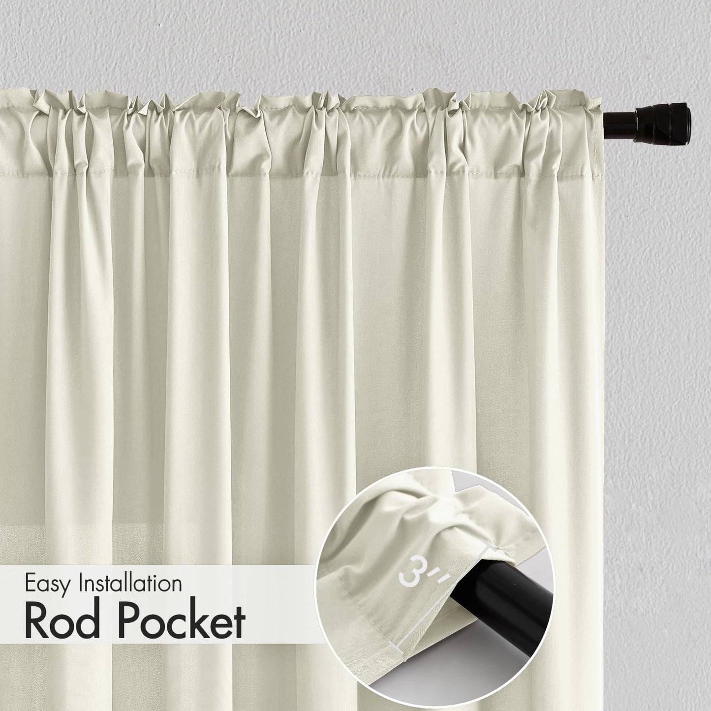 MIULEE Ivory Privacy Sheer Curtains That Let Light in 84 Inches Long Non-See-Through Semi Sheer Curtain Light Filtering Window Curtains Drapes for Living Room Bedroom 2 Panels Set 42 X 84