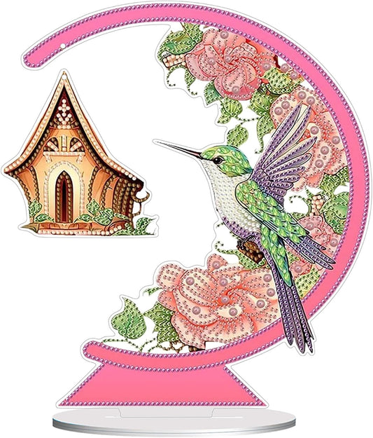 Diamond Painting Kits for Adults Beginners, 5D Full Drill Bird Crystal Art Desktop Ornament, DIY Single Sided Home Office Desk Decor, Creative Craft Gift Set with Tools