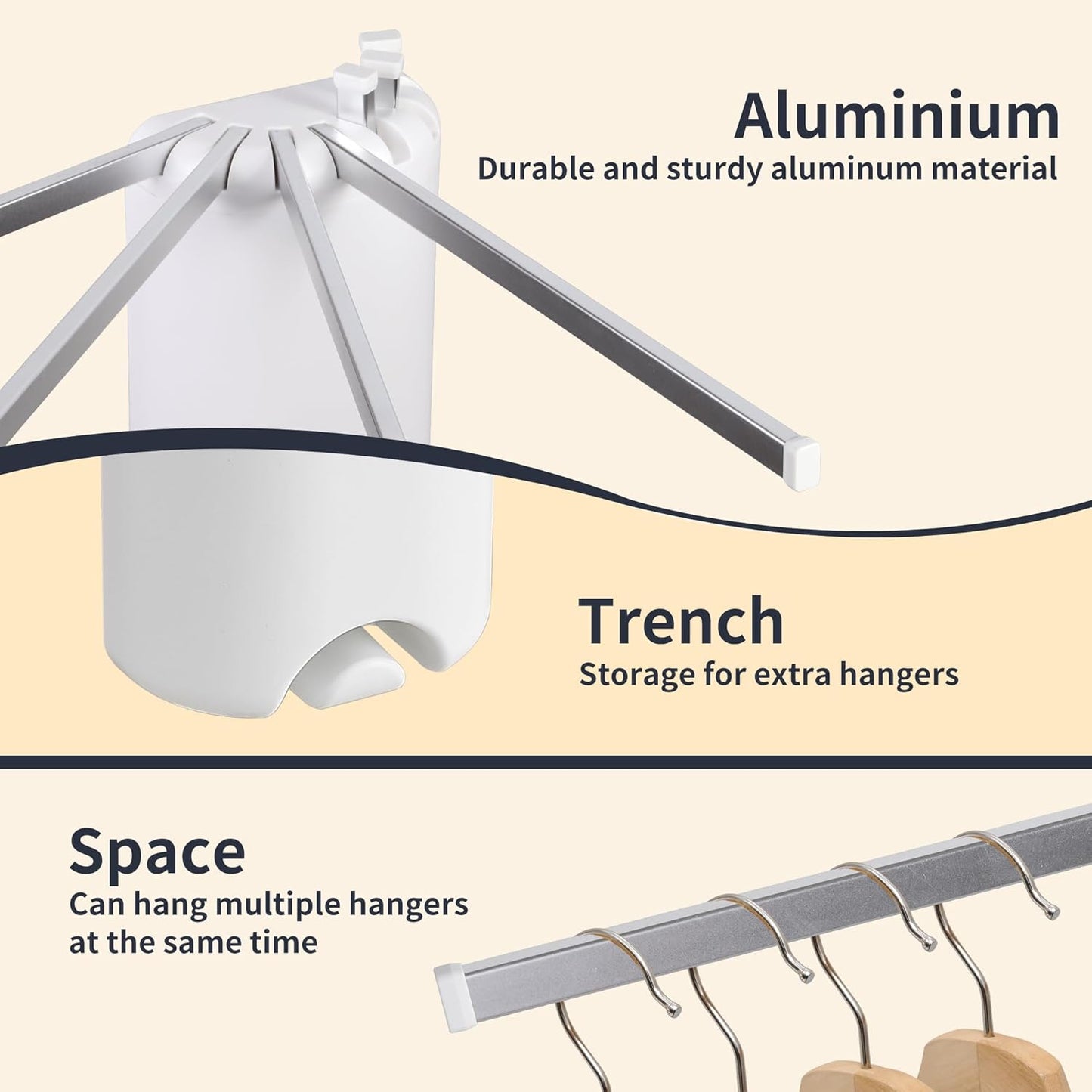 Wall Mounted Clothes Drying Rack - Foldable Tripod, Over The Door Rack for Laundry Bedroom, Household Aluminium