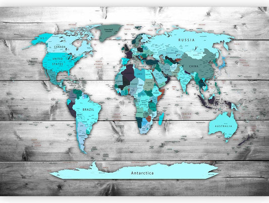 artgeist Premium Wall Mural World Map 138x101 in - XXL Non-Woven Wallpaper Fleece Wall Decor Photo Print Picture Image Design Home Map of The World k-B-0009-a-d