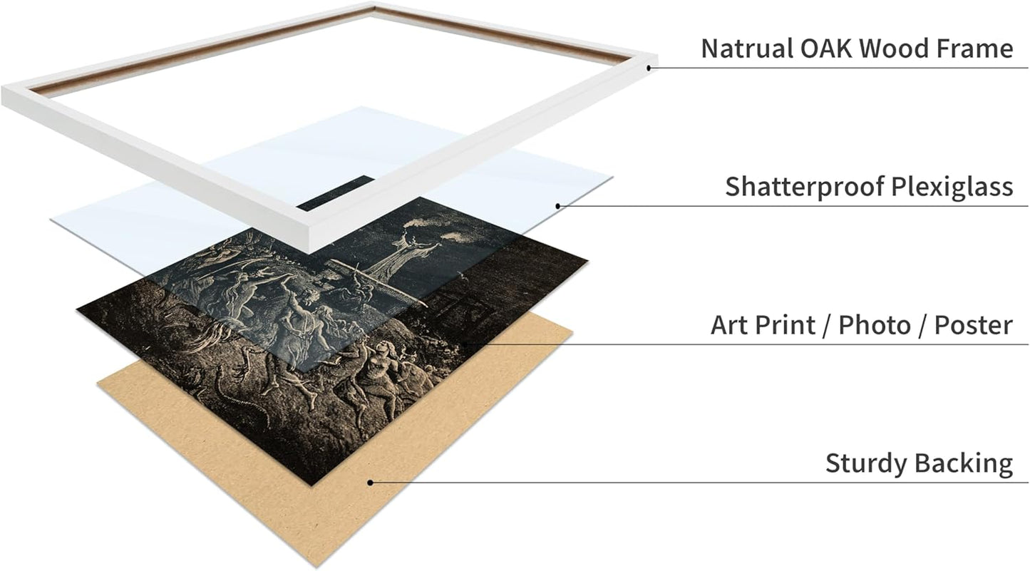 Poster Master Vintage Gustave Dore Poster - Retro Illustration Print - Gift for Gothic, Horror Fan - Dance of Sabbath, Witch, Magic, Spell - Wall Decor for Bedroom, Dorm, 11x14 White Framed