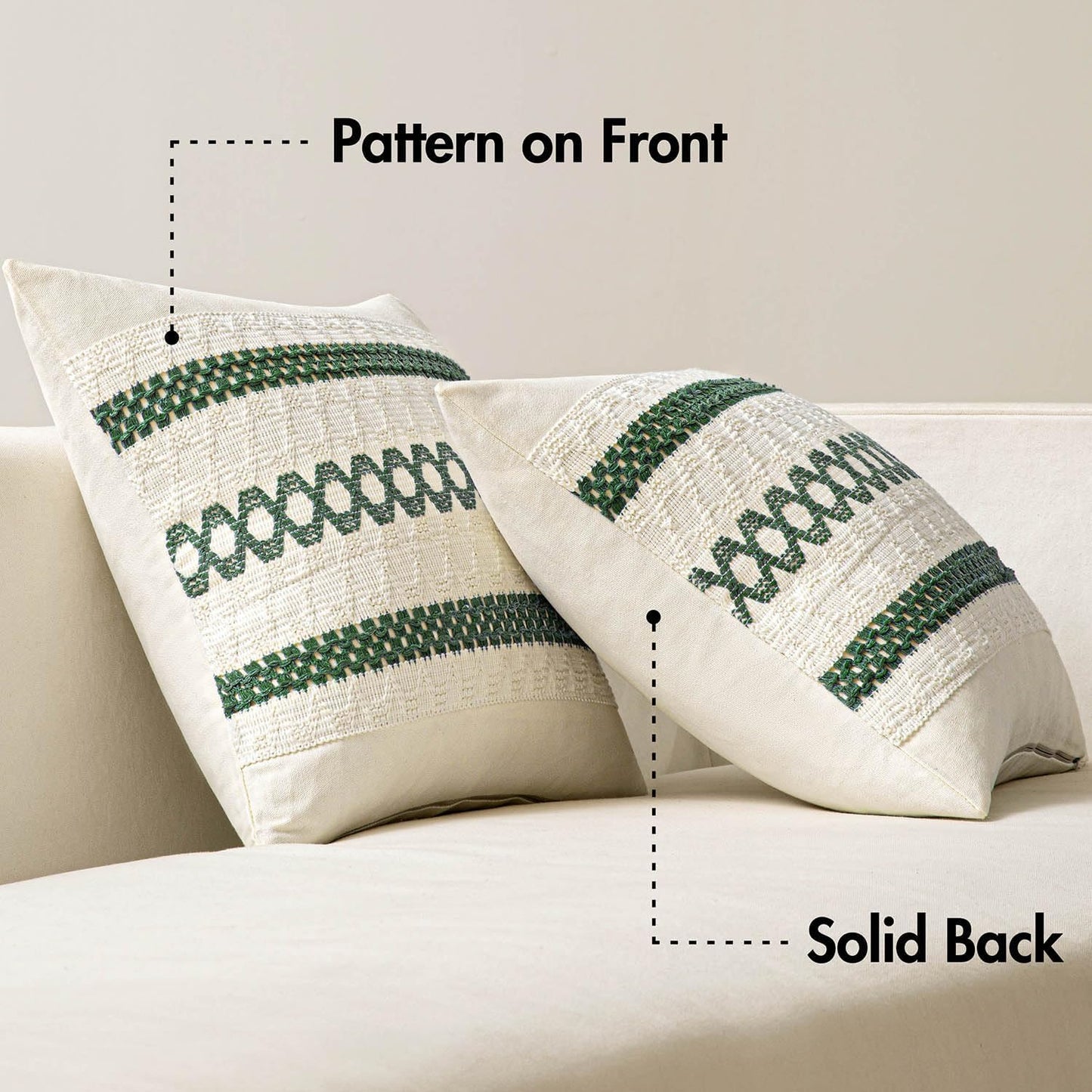 MIULEE Set of 2 Dark Green Boho Christmas Decorative Lumbar Pillow Covers 12x20 Inch Farmhouse Rustic Couch Throw Pillows Modern Cotton Cushion Cover Retro Macrame Woven Home Decor for Bed Sofa Chair